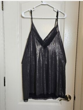 VS Black Shimmer Sleep Dress  Lace-Trim Cami Top Sz L